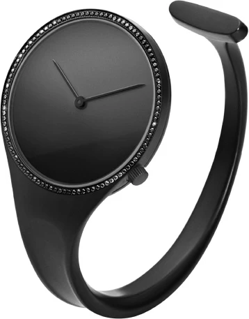 Georg Jensen Watch Vivianna Bangle Black Dial Diamond Bezel Small