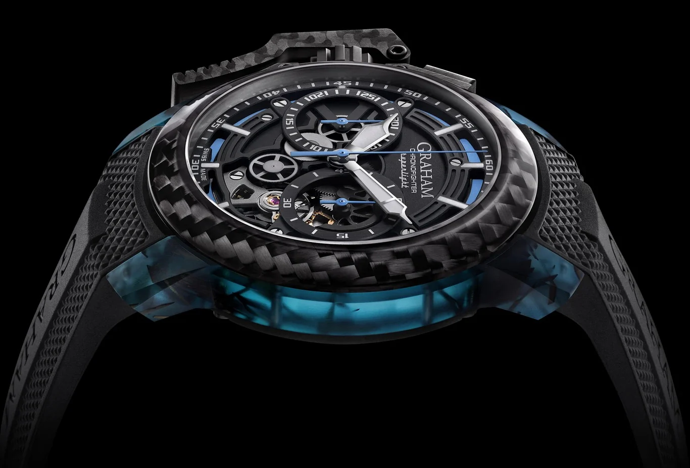 Graham Chronofighter Superlight Carbon Strip Skeleton Blue Watch - Image 2