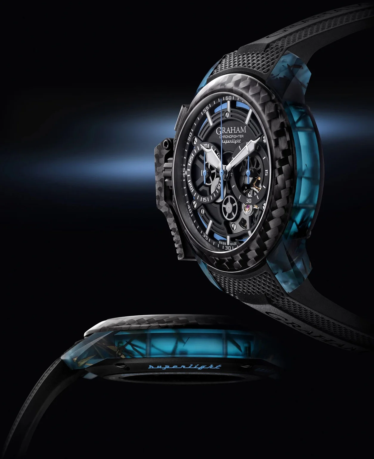 Graham Chronofighter Superlight Carbon Strip Skeleton Blue Watch - Image 4