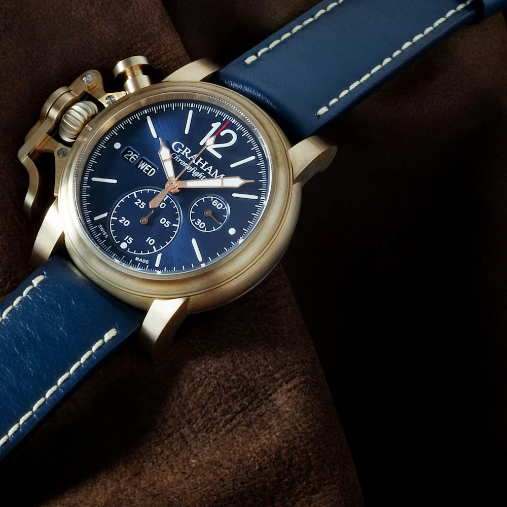 Graham Chronofighter Vintage Bronze Blue Watch - Image 4