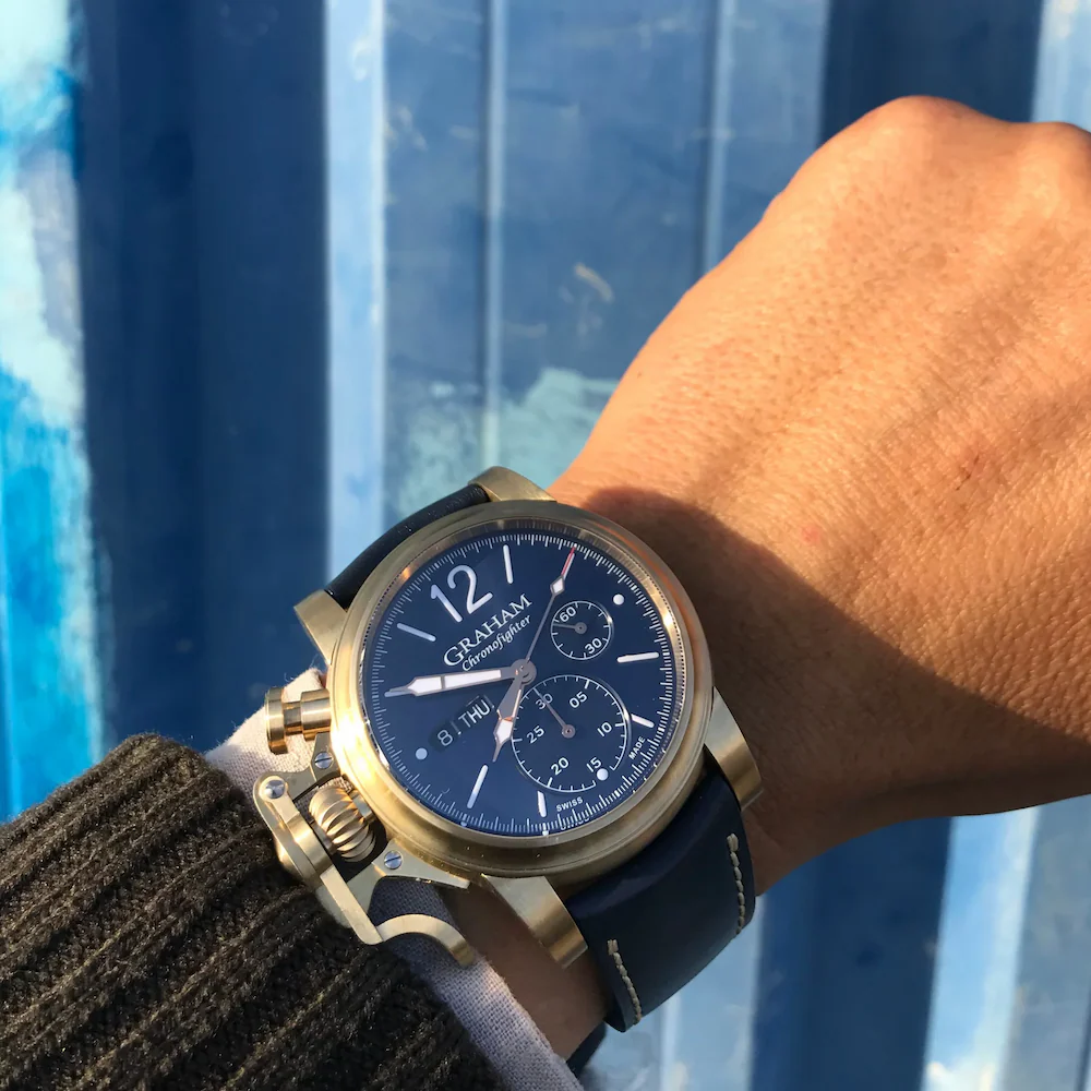 Graham Chronofighter Vintage Bronze Blue Watch - Image 6