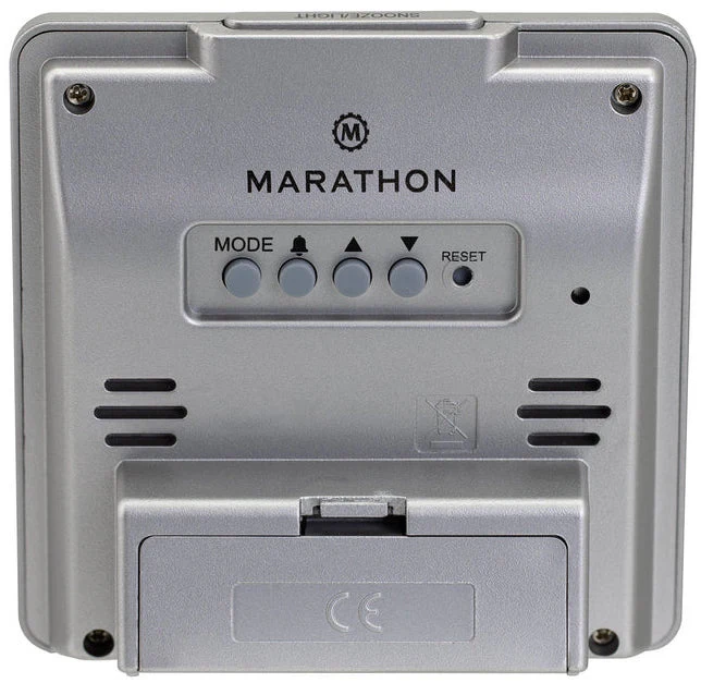 Marathon Clock Digital Desktop Day Date Temperature Alarm & Backlight Graphite Grey - Image 2