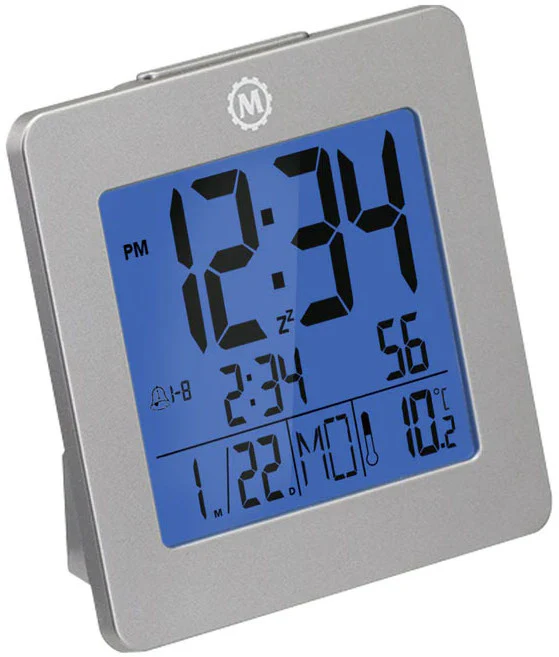 Marathon Clock Digital Desktop Day Date Temperature Alarm & Backlight Graphite Grey - Image 3