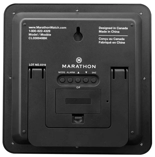 Marathon Clock Digital Wall Day Date Temperature Alarm & Moon Phase Black - Image 2