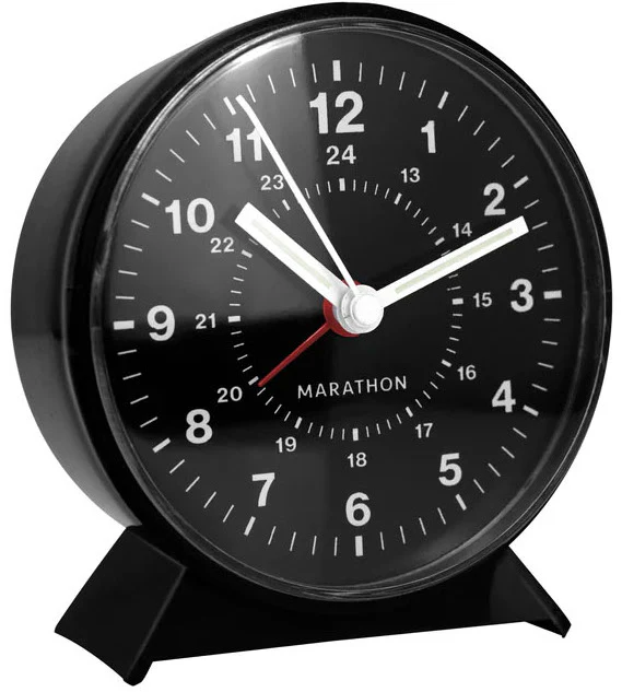 Marathon Clock Mechanical WindUp Alarm Black