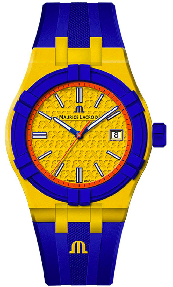 Maurice Lacroix Aikon Quartz TIDE FIBA Yellow Blue Special Edition Watch D