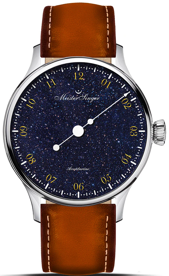 MeisterSinger Pangaea Aventurine Deep Blue Natural Glass Watch