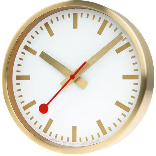Mondaine Clock Pure Edition Aluminium Brushed Gold
