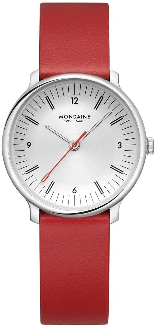 Mondaine Doppio 33mm Red Vegan Grape Leather Watch