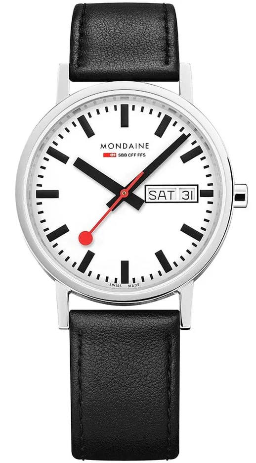 Mondaine Classic Day Date Vegan Grape Leather Watch - Image 2