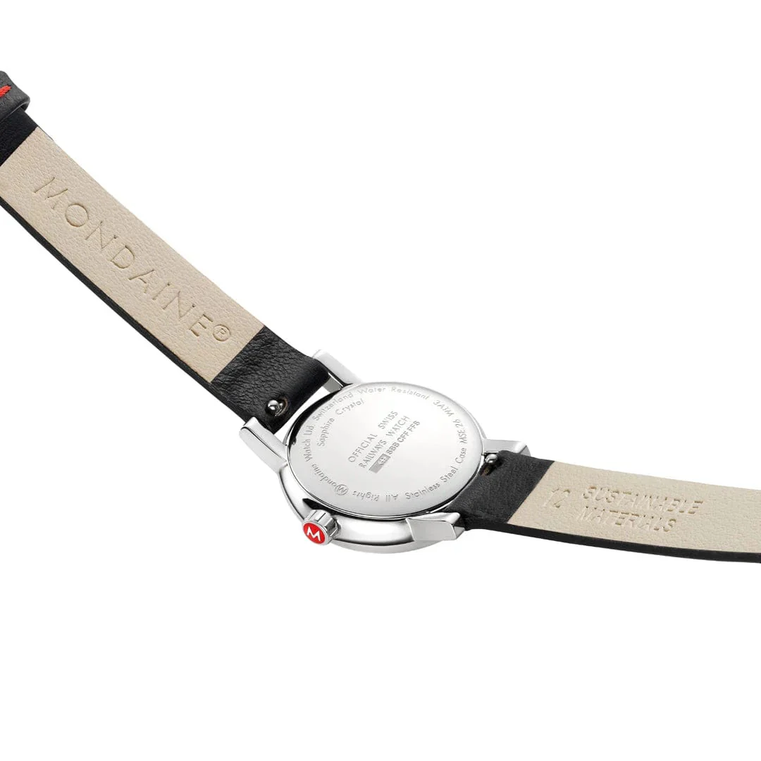 Mondaine Evo2 Black Vegan Grape Leather Watch - Image 2