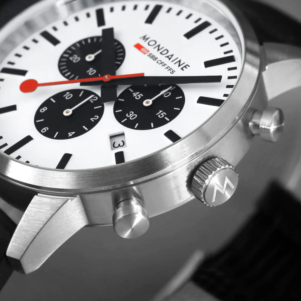 Mondaine Neo 41mm Black Vegan Grape Leather Watch - Image 3