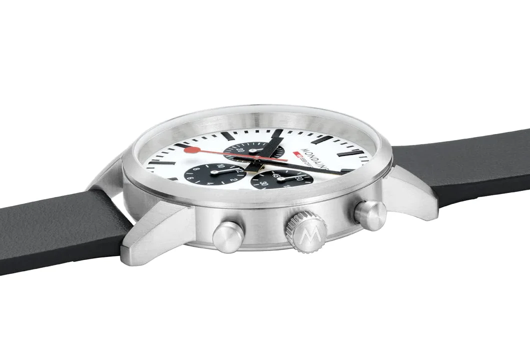 Mondaine Neo 41mm Black Vegan Grape Leather Watch - Image 5
