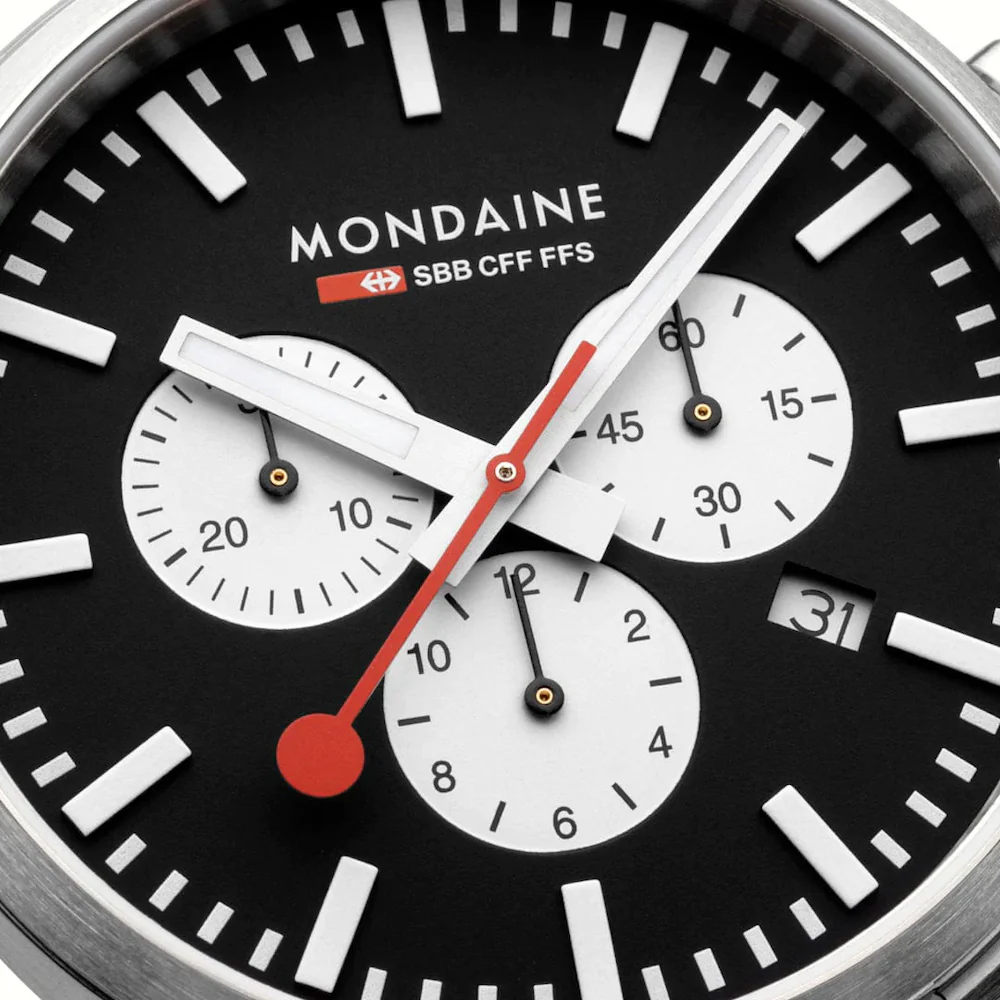 Mondaine Neo 41mm Black Vegan Grape Leather Watch - Image 5
