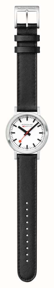 Mondaine SBB Stop2Go BackLight White Grape Leather Watch - Image 7