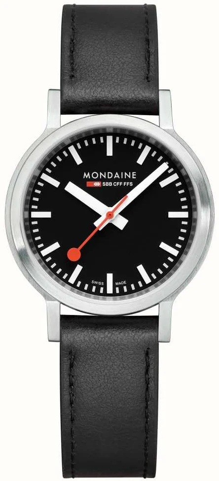 Mondaine SBB Stop2Go Black Grape Leather Watch - Image 2