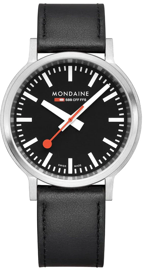 Mondaine SBB Stop2Go Black Grape Leather Watch - Image 2