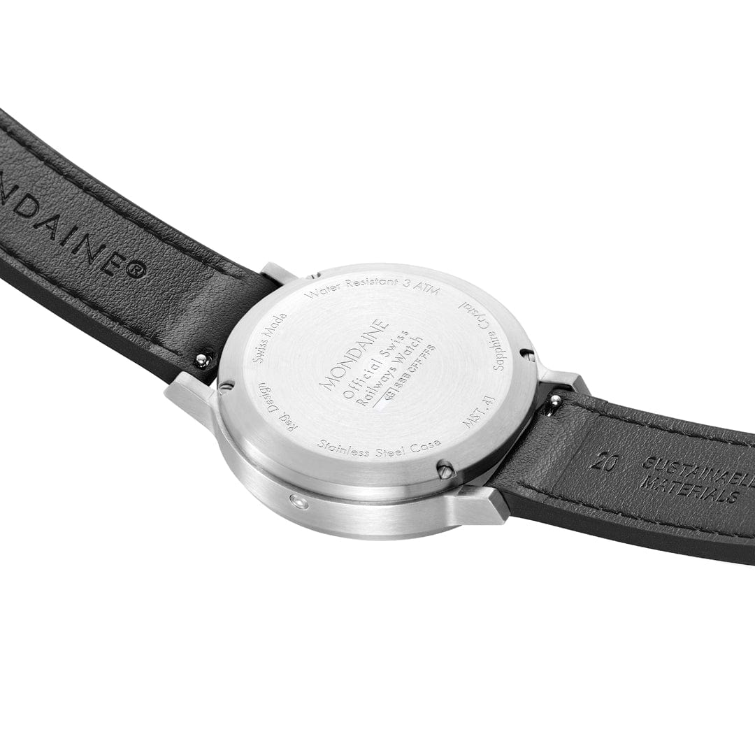 Mondaine SBB Stop2Go Black Grape Leather Watch - Image 5