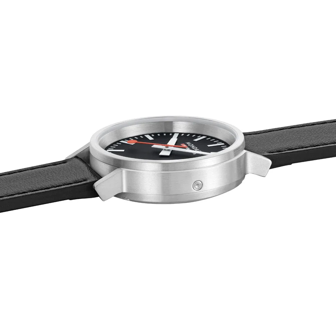 Mondaine SBB Stop2Go Black Grape Leather Watch - Image 8