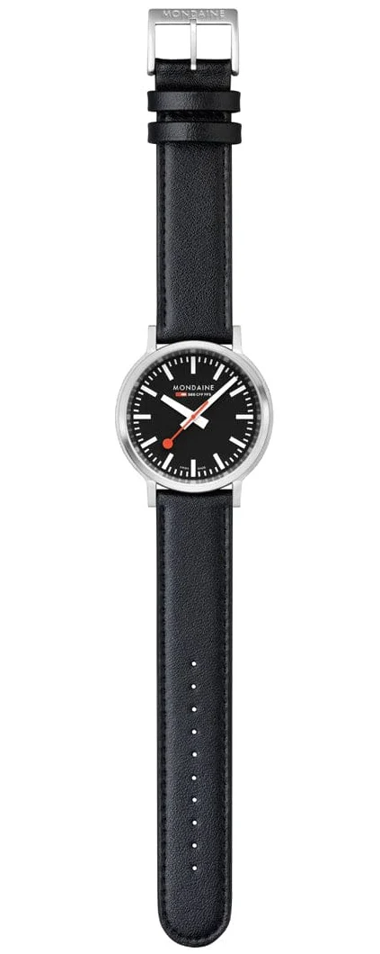 Mondaine SBB Stop2Go Black Grape Leather Watch - Image 9