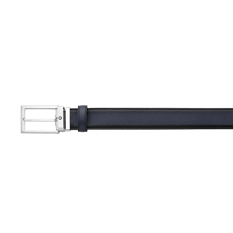 Montblanc Black Leather Stainless Steel Pin Buckle Belt D