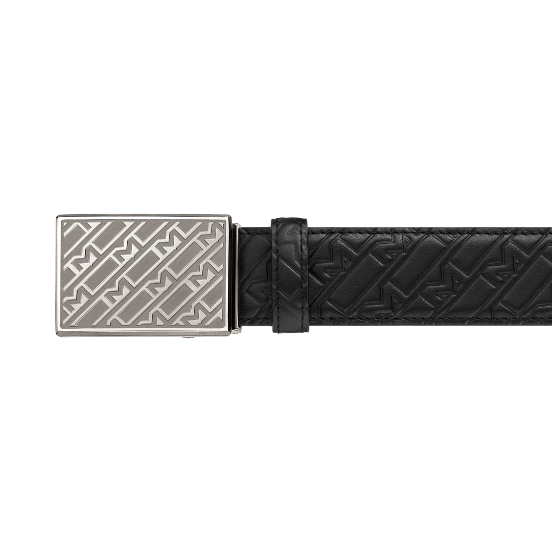 Montblanc Belt 35mm Embossed Leather Black D - Image 2