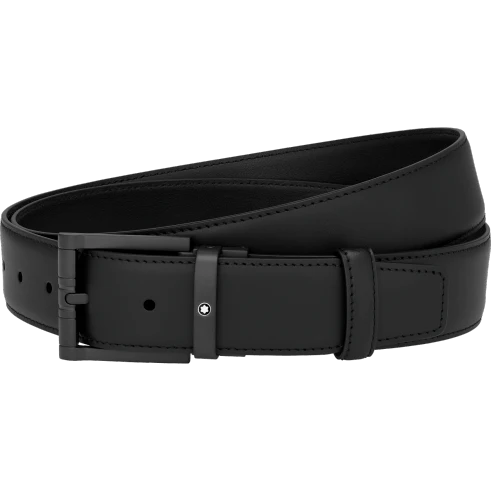 Montblanc Belt Squared Matt Black PVD Pin Buckle Black D
