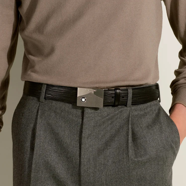 Montblanc Black 35mm Leather Belt - Image 2