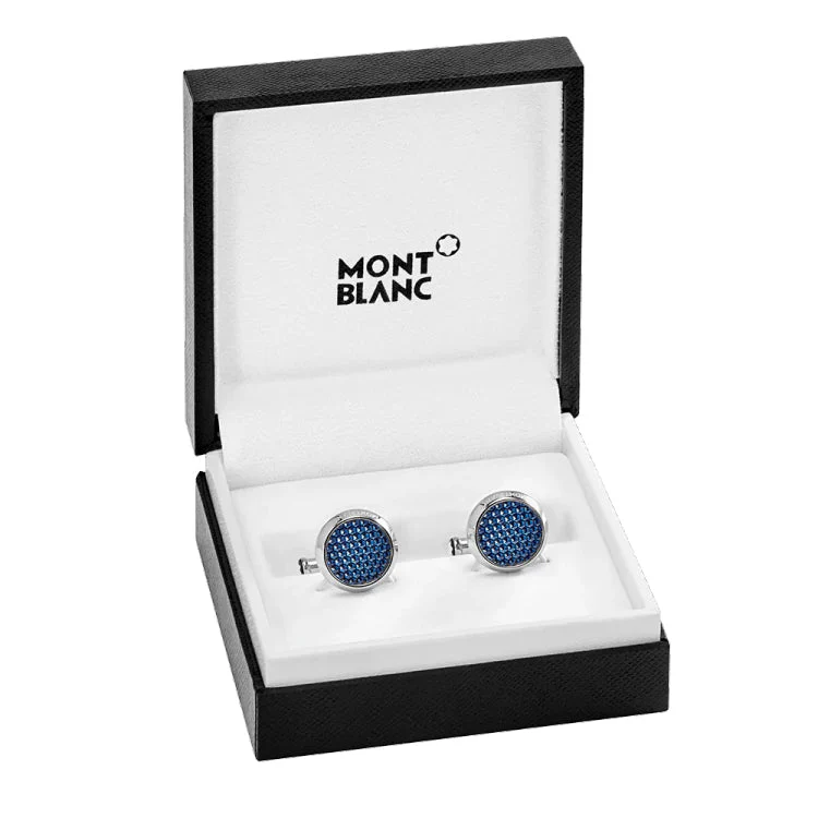 Montblanc Cufflinks Meisterstuck Blue Hexagon Inlay - Image 2