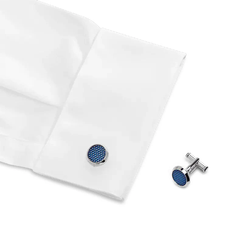 Montblanc Cufflinks Meisterstuck Blue Hexagon Inlay - Image 3
