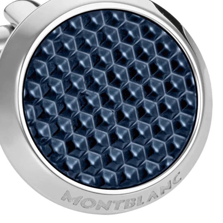 Montblanc Cufflinks Meisterstuck Blue Hexagon Inlay - Image 4