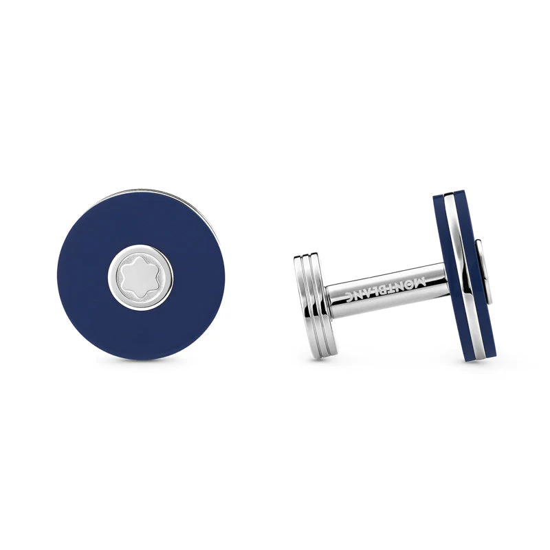 Montblanc Cufflinks Stainless Steel Blue Resin Star