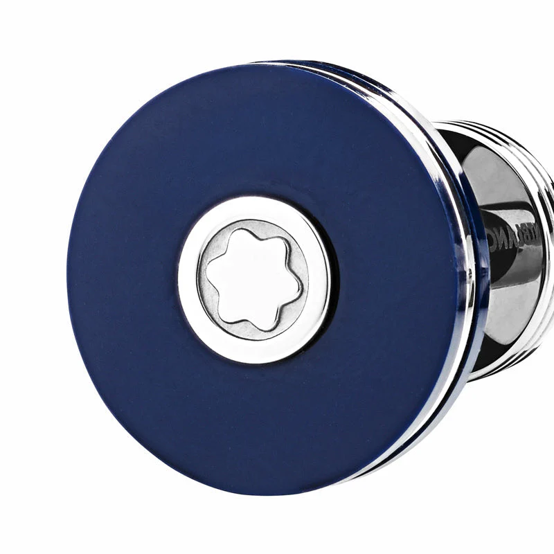 Montblanc Cufflinks Stainless Steel Blue Resin Star - Image 2