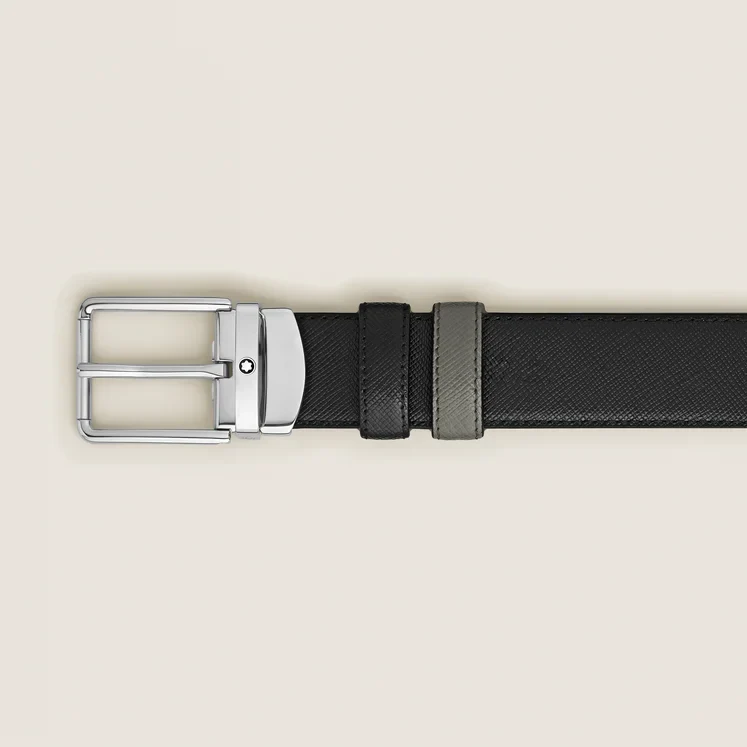 Montblanc Grey/Black 30mm Reversible Leather Belt - Image 2