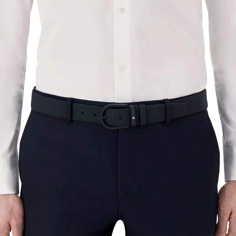 Montblanc Horseshoe Buckle 35mm Leather Belt Black - Image 2