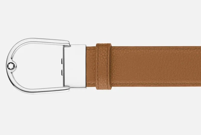Montblanc Horseshoe Buckle 35mm Reversible Leather Belt Grainy Caramel/Black - Image 2