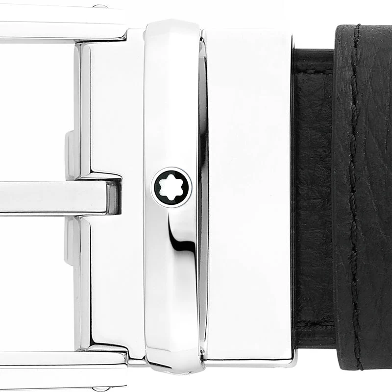 Montblanc Belt Pin Buckle 35mm Reversible Leather Black Blue D - Image 4