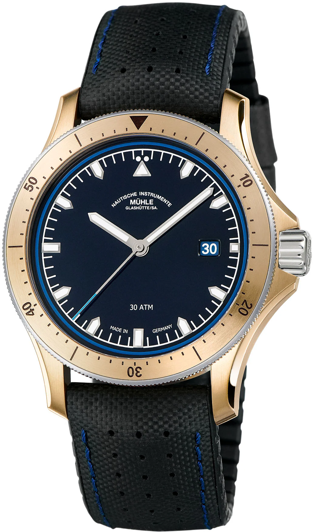 Muhle Glashutte Watch ProMare Go Bronze Leather Rubber Limited Edition