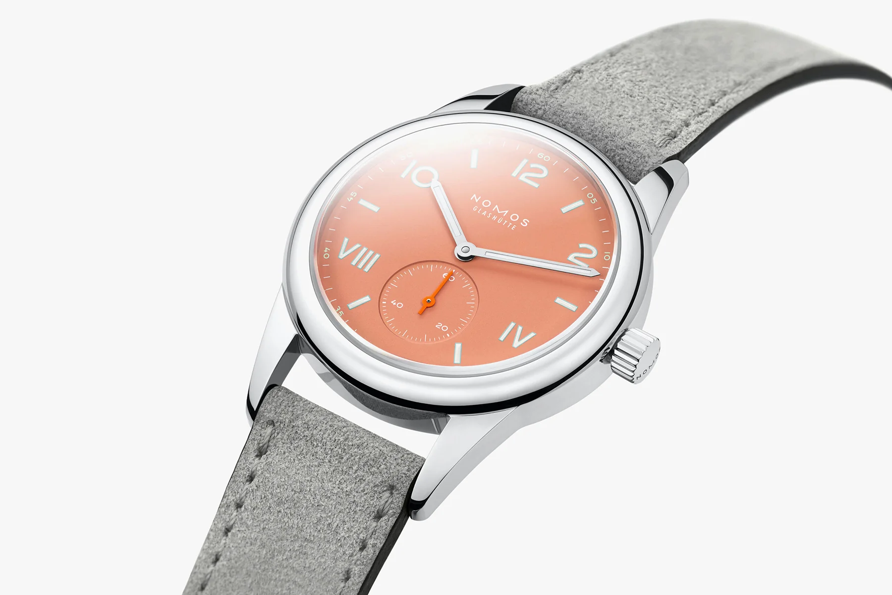 Nomos Glashutte Club Campus Cream Coral Sapphire Crystal Watch - Image 3