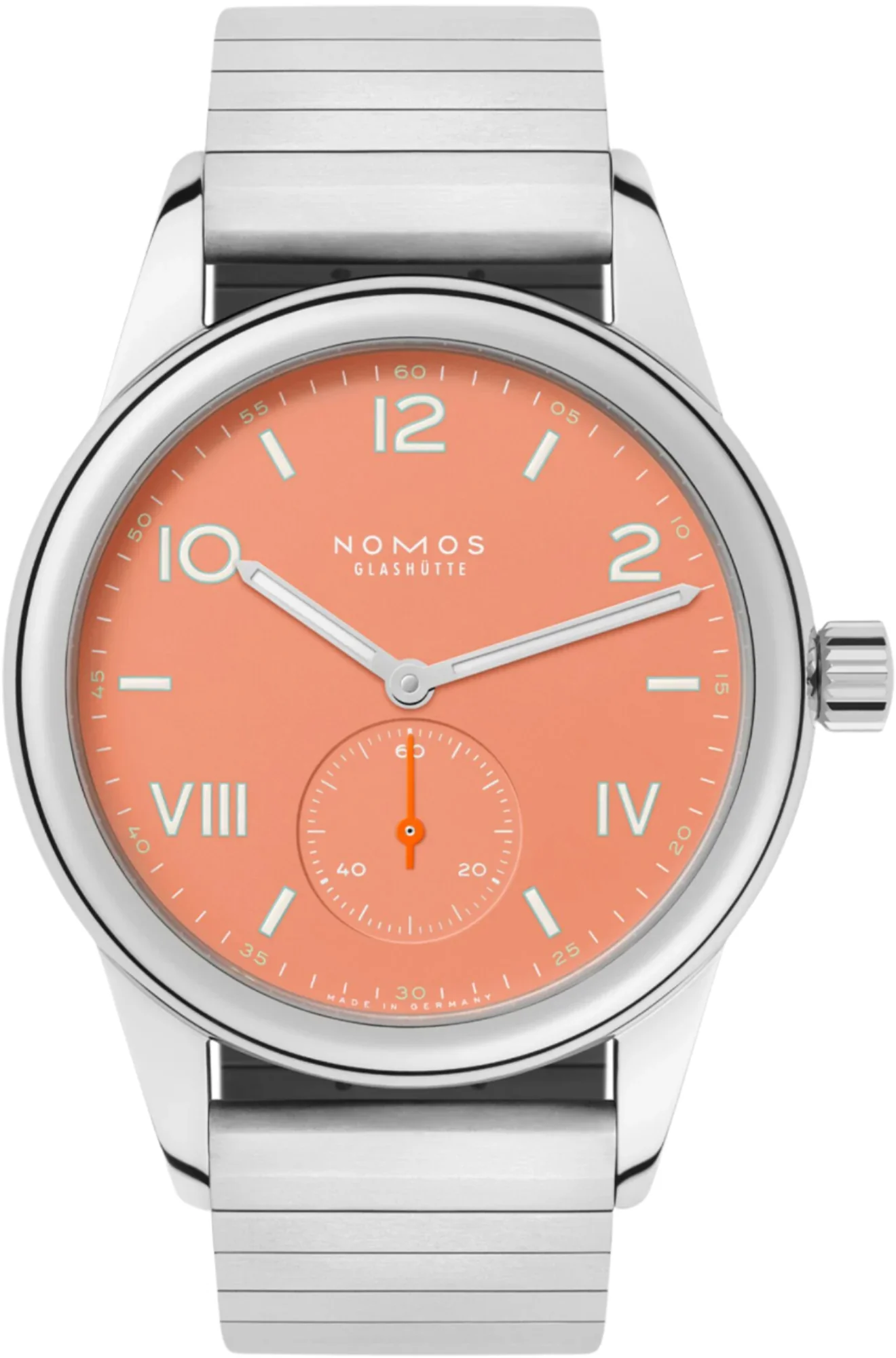 Nomos Glashutte Club Campus Cream Coral Steel Back Watch