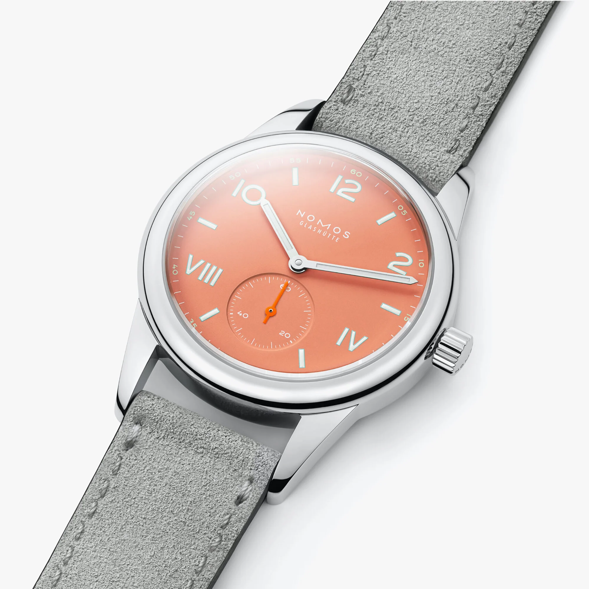 Nomos Glashutte Club Campus Cream Coral Steel Back Watch - Image 5
