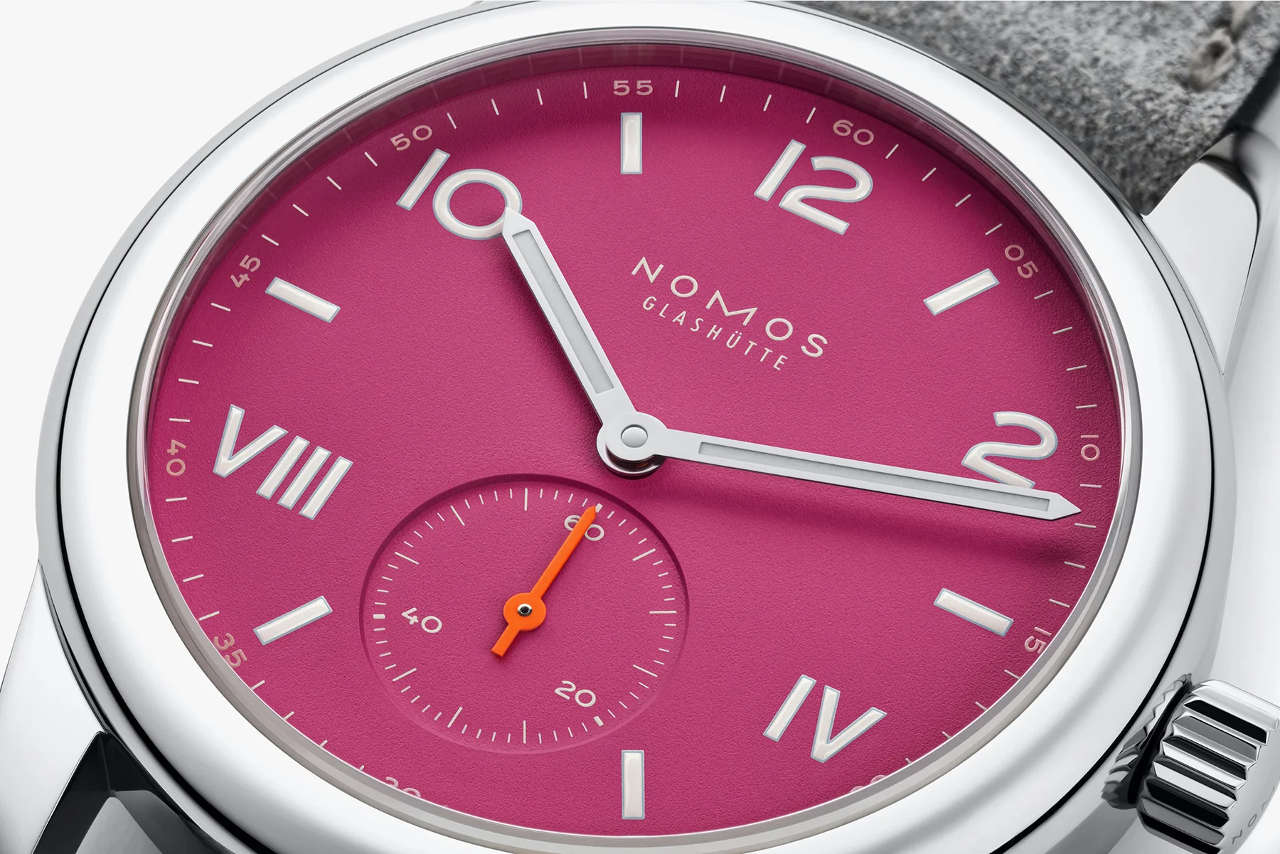 Nomos Glashutte Club Campus Deep Pink Steel Back Watch - Image 3