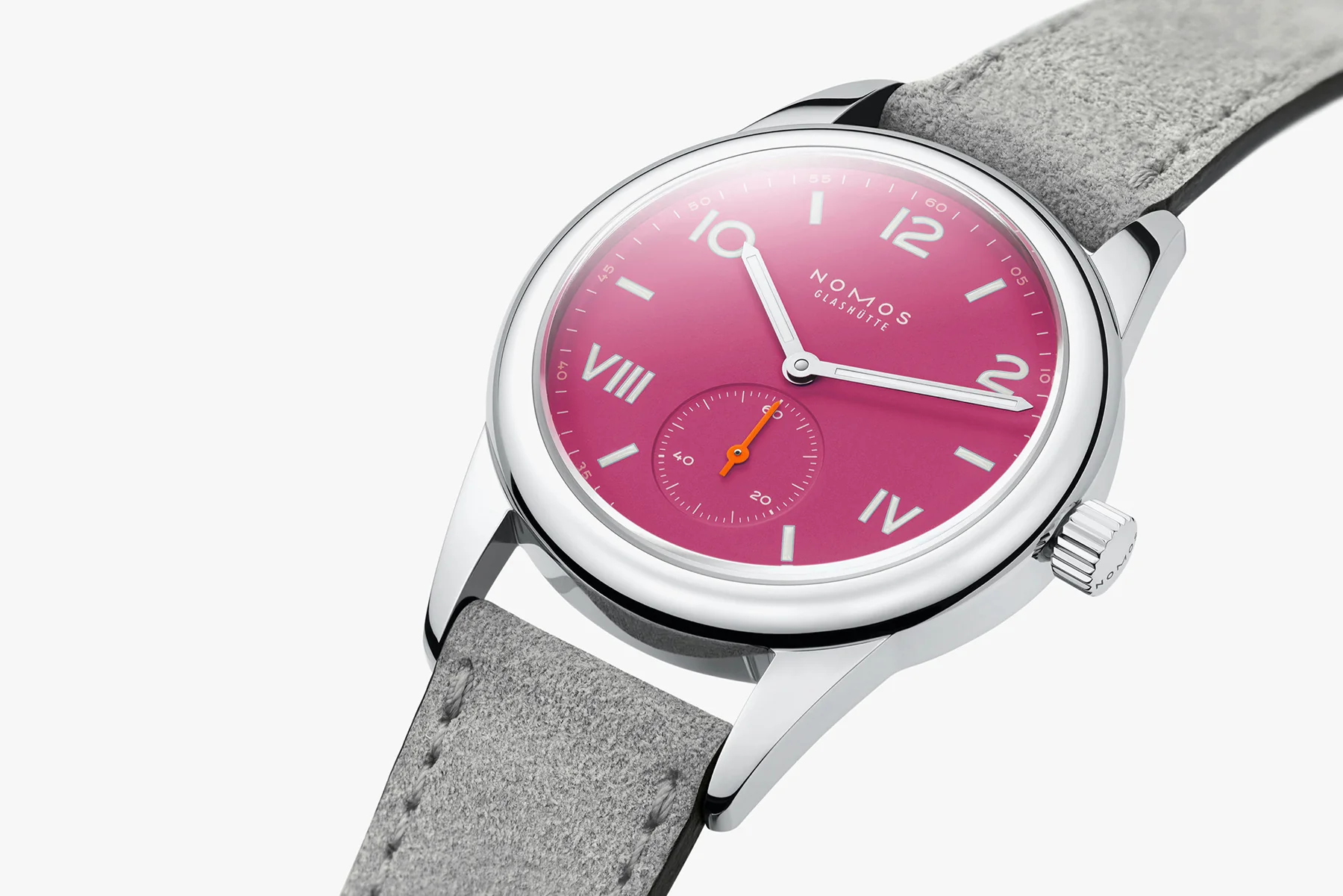 Nomos Glashutte Club Campus Deep Pink Steel Back Watch - Image 4