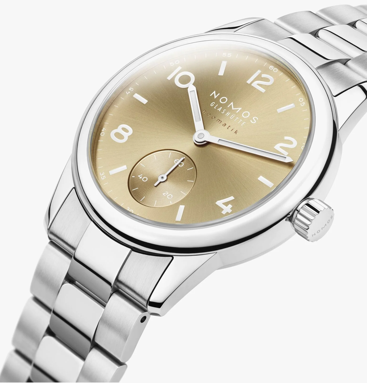 Nomos Glashutte Club Sport Neomatik 34 Gold Steel Back Watch - Image 3