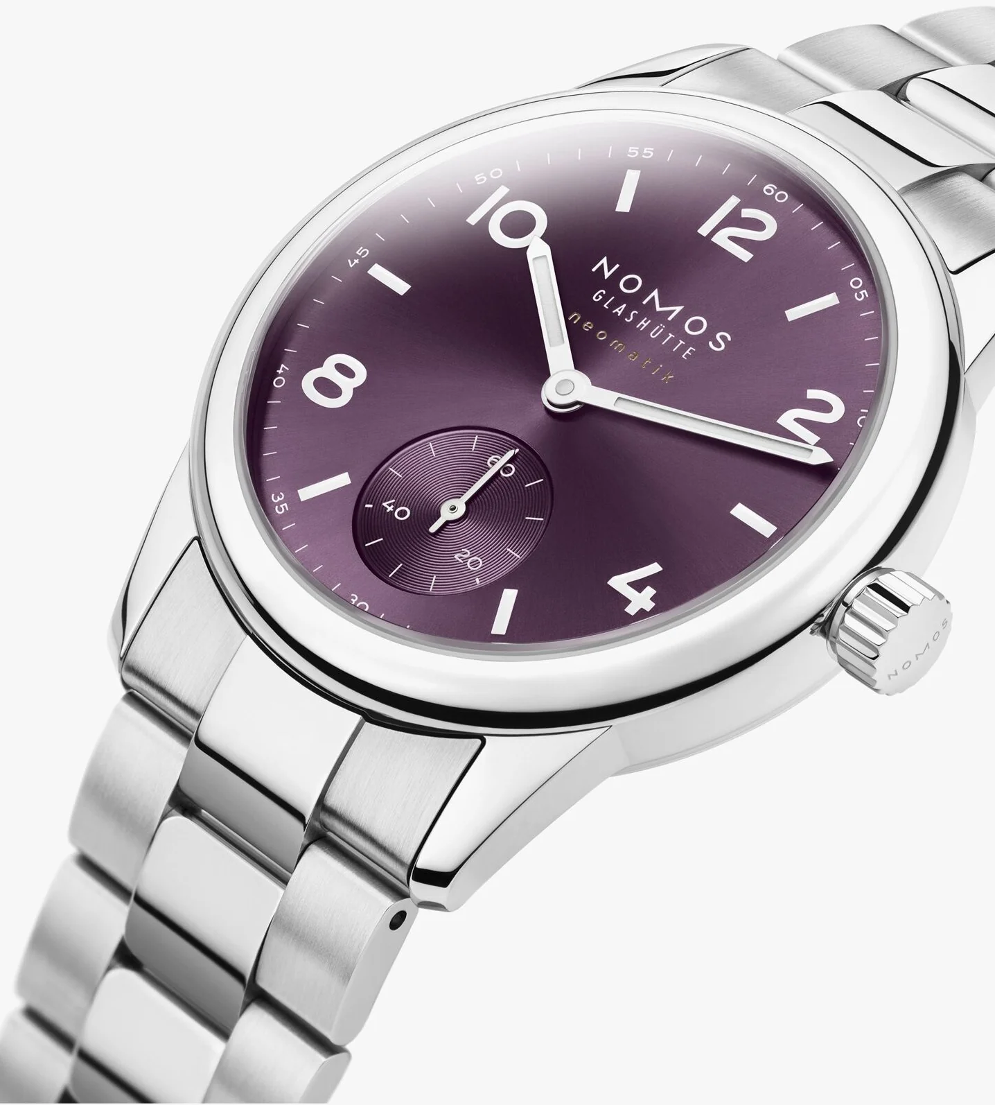 Nomos Glashutte Club Sport Neomatik 34 Purple Steel Back Watch - Image 3