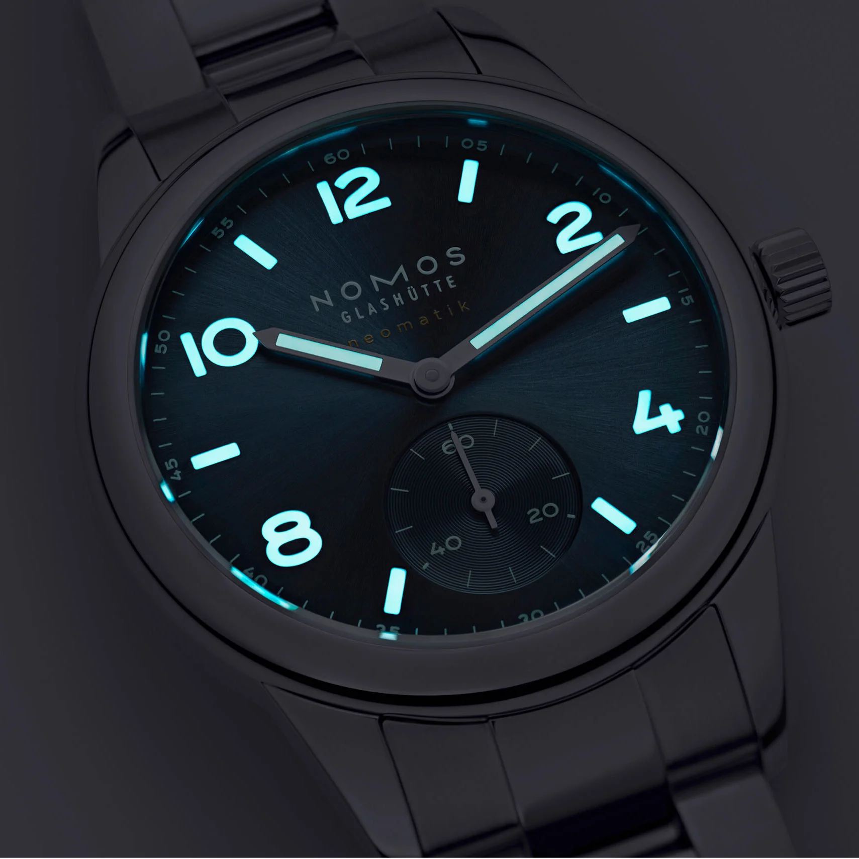Nomos Glashutte Club Sport Neomatik Polar Blue Steel Back Watch - Image 3