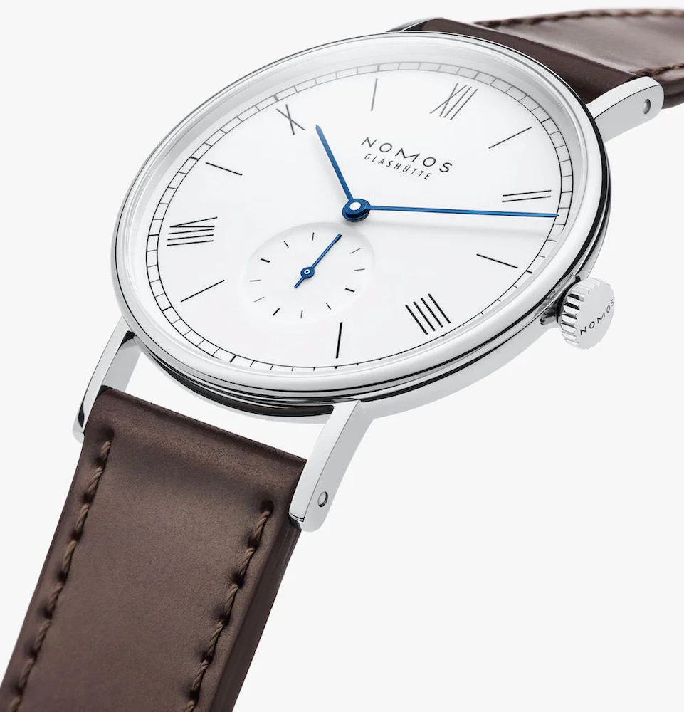 Nomos Glashutte Ludwig 38 White Enamel Sapphire Crystal Watch - Image 6