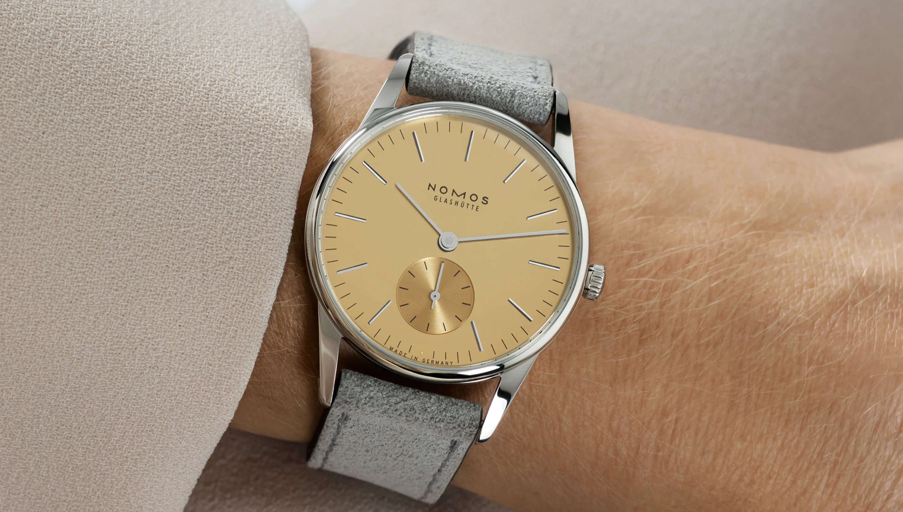 Nomos Glashutte Orion 33 Gold Steel Back Watch - Image 6