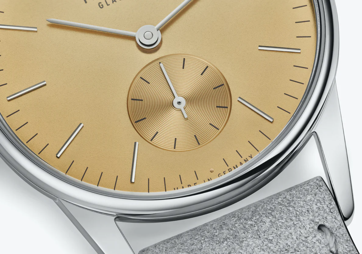 Nomos Glashutte Orion 33 Gold Sapphire Glass Watch - Image 3
