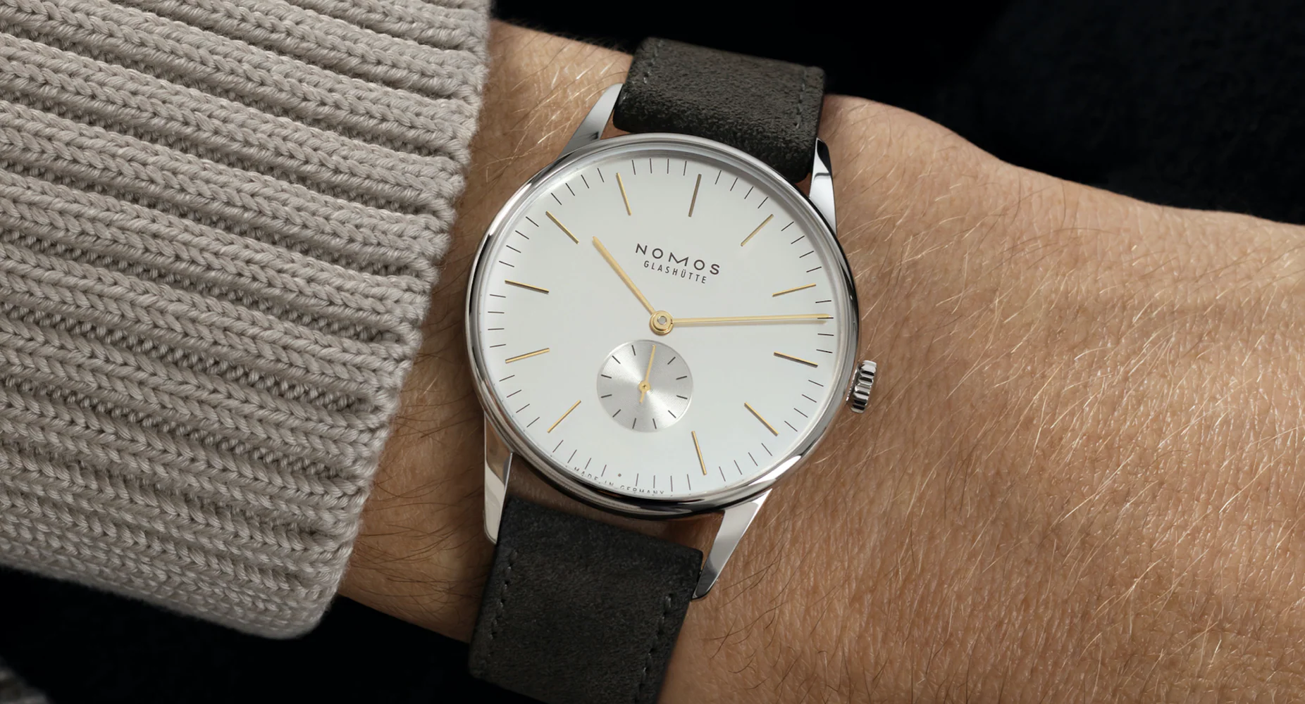 Nomos Glashutte Orion 38 Silver Sapphire Glass Watch - Image 6